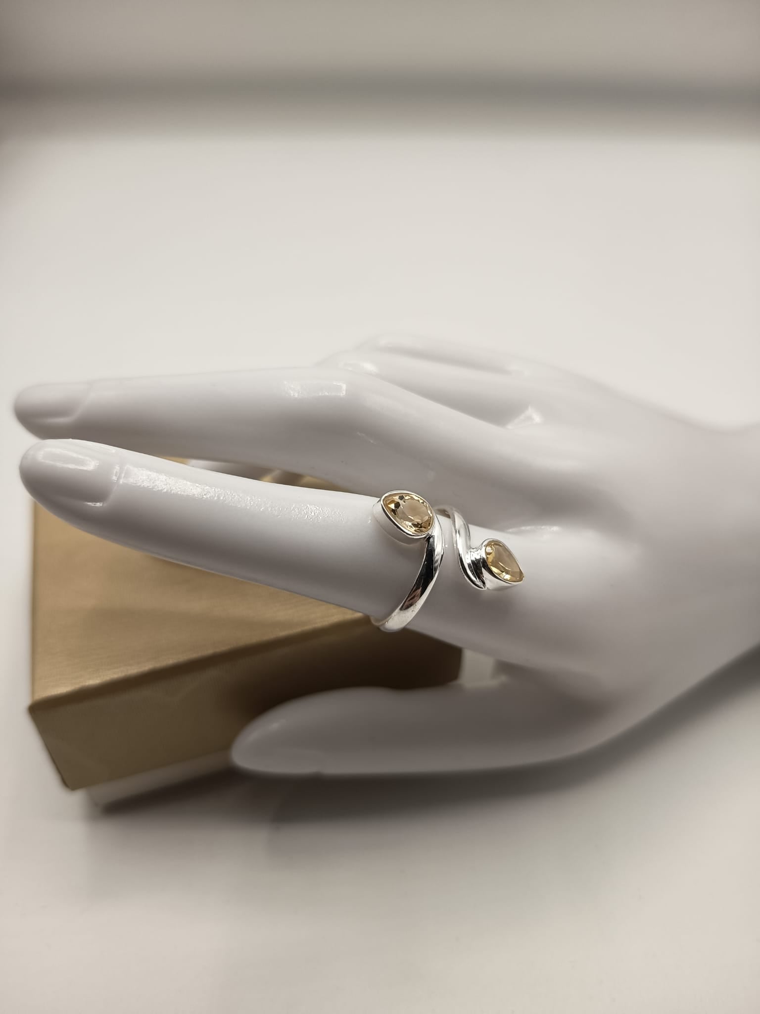 Anello Doppia Goccia in Citrino sfaccetato