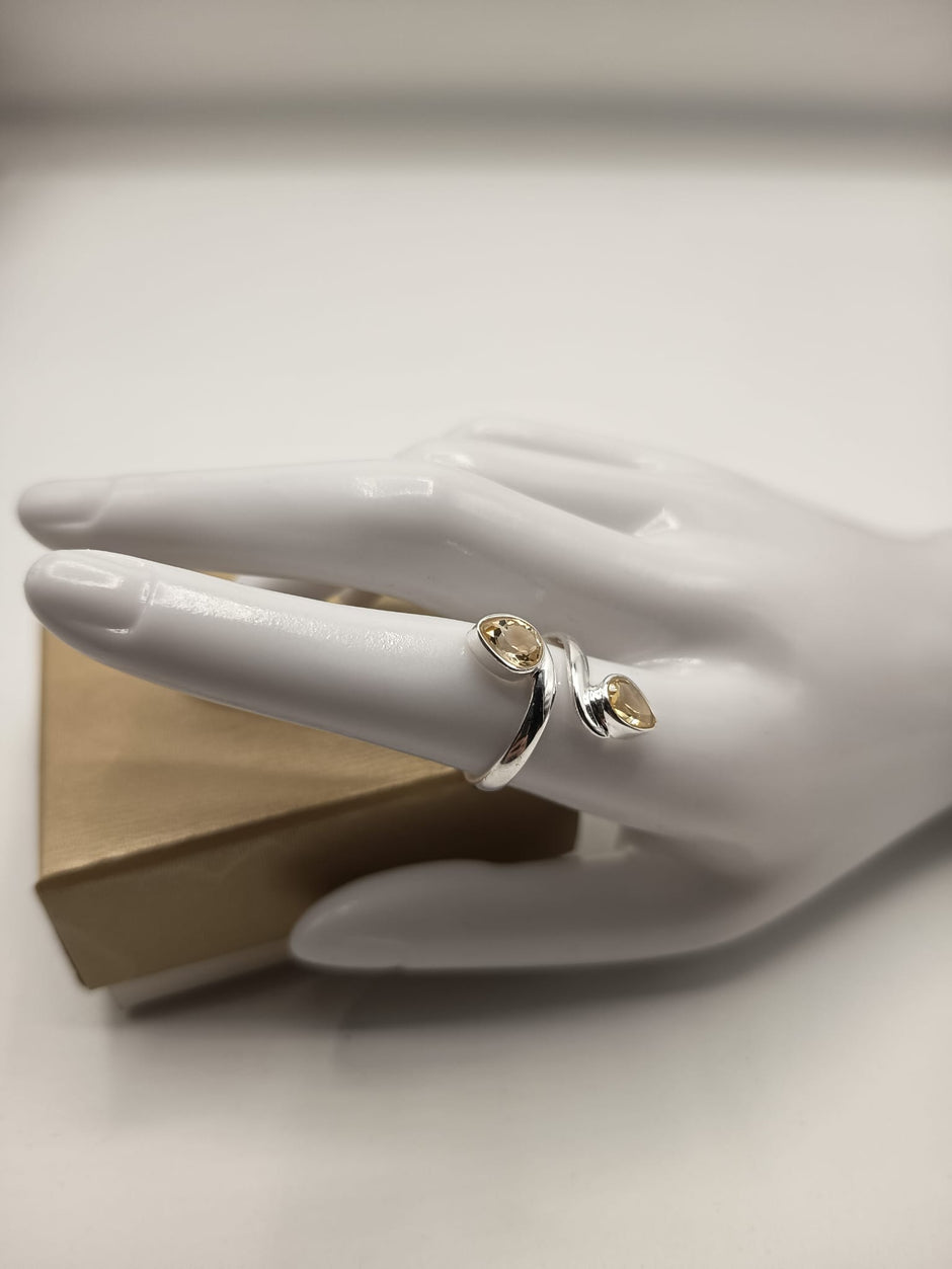 Anello Doppia Goccia in Citrino sfaccetato