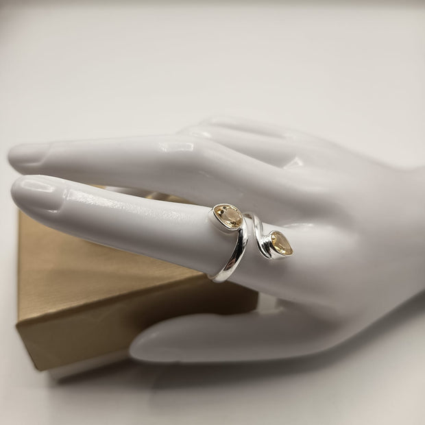 Anello Doppia Goccia in Citrino sfaccetato