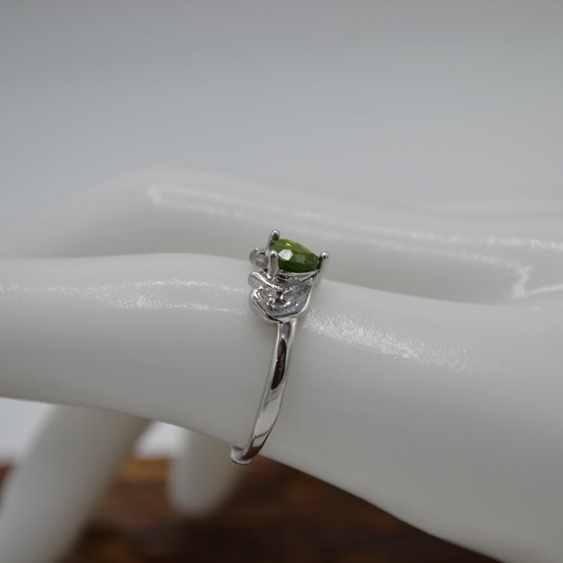 Anello con cuore Diopside