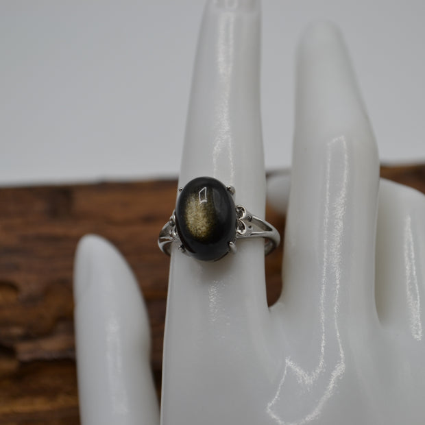 Anello con Ossidiana Gold top