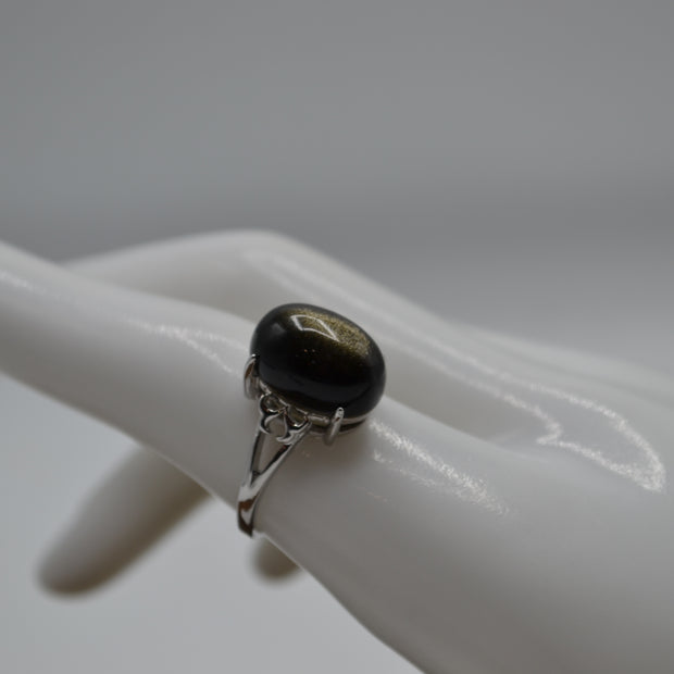 Anello con Ossidiana Gold top