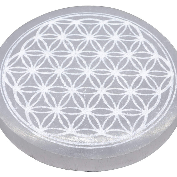 Piatto di Selenite Fiore della Vita