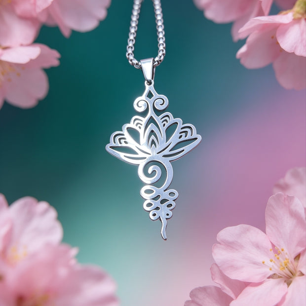 Collana Unalome e Fiore di loto