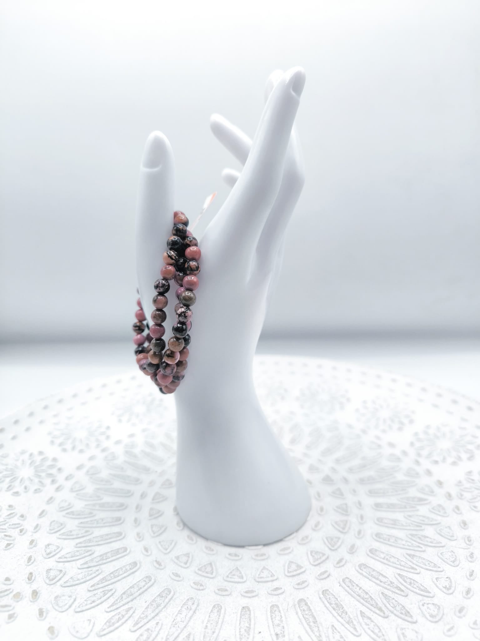 Bracciale in Rodonite Black line 6 millimetri