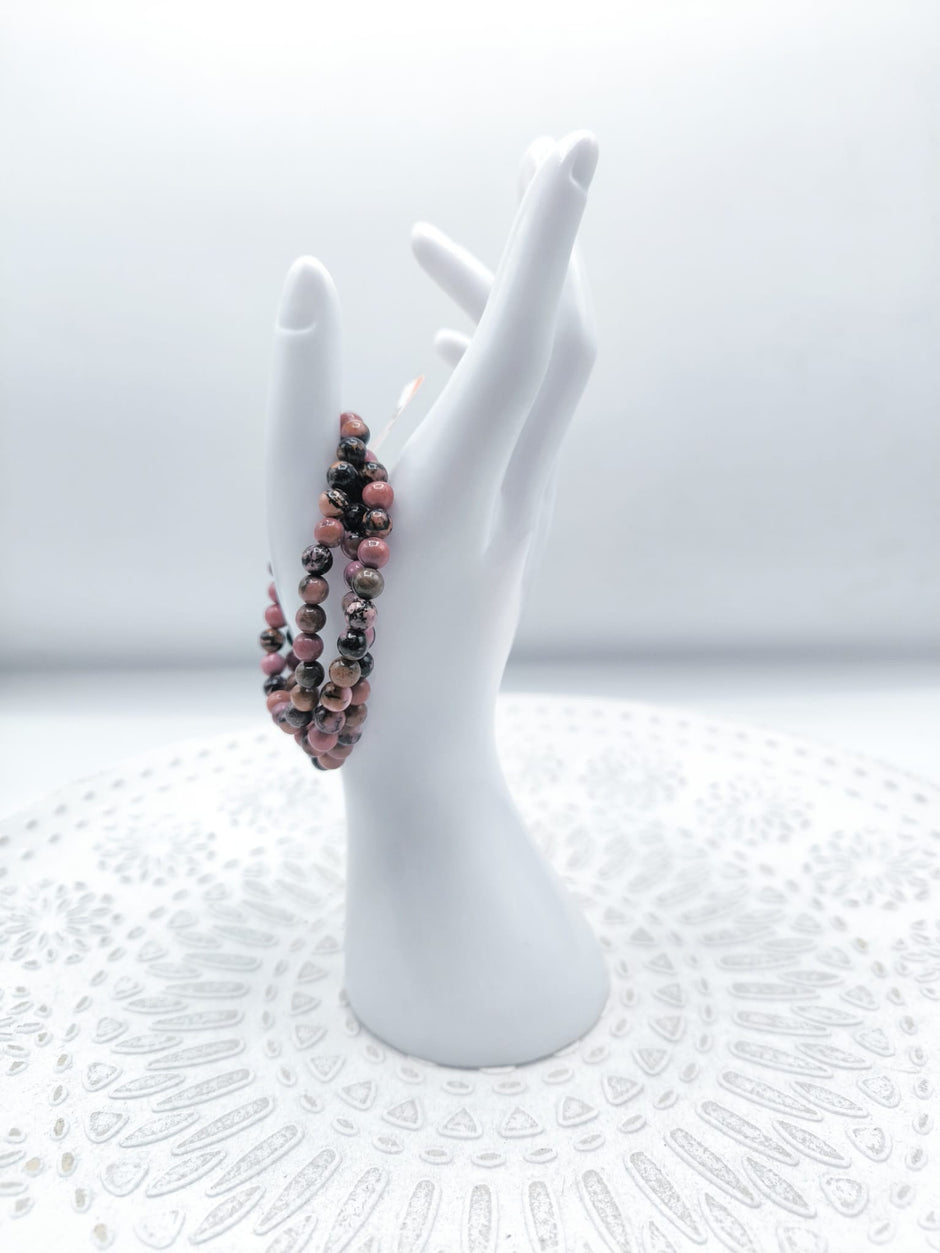 Bracciale in Rodonite Black line 6 millimetri