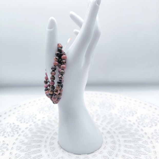 Bracciale in Rodonite Black line 6 millimetri