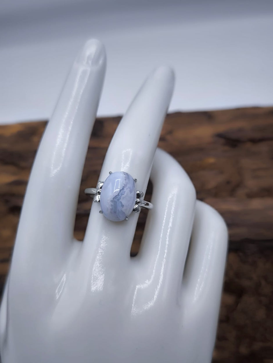 Anello con Agata dal pizzo blu