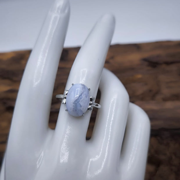 Anello con Agata dal pizzo blu