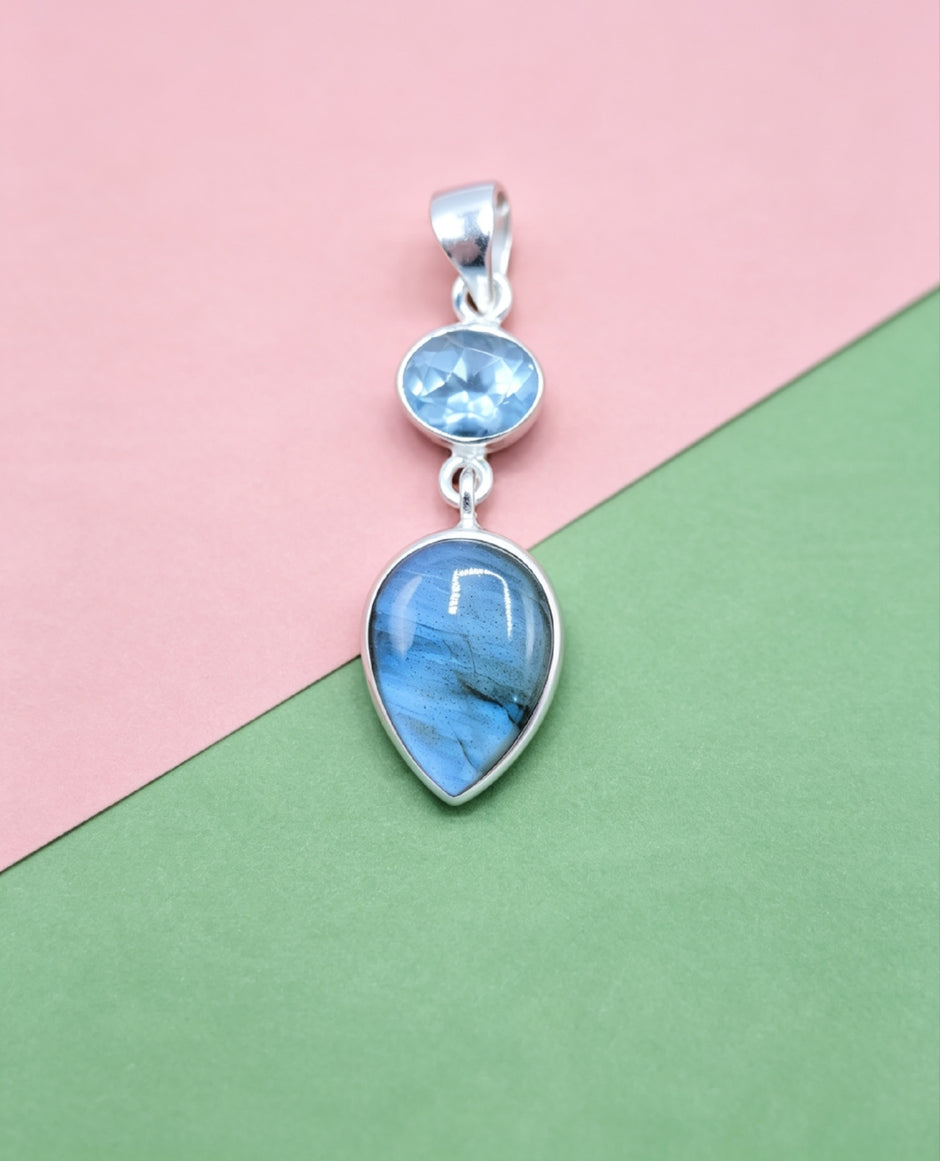 Ciondolo Combo Topazio + Labradorite