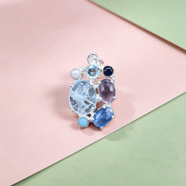 Ciondolo Combo Ametista+ Radice di zaffiro + Cianite + Topazio + Labradorite