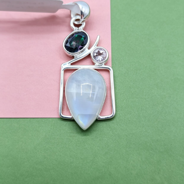 Ciondolo Combo Fluorite + Ametista + Labradorite
