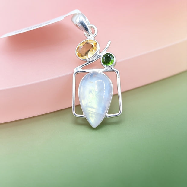 Ciondolo Combo Peridoto + Citrino + Labradorite