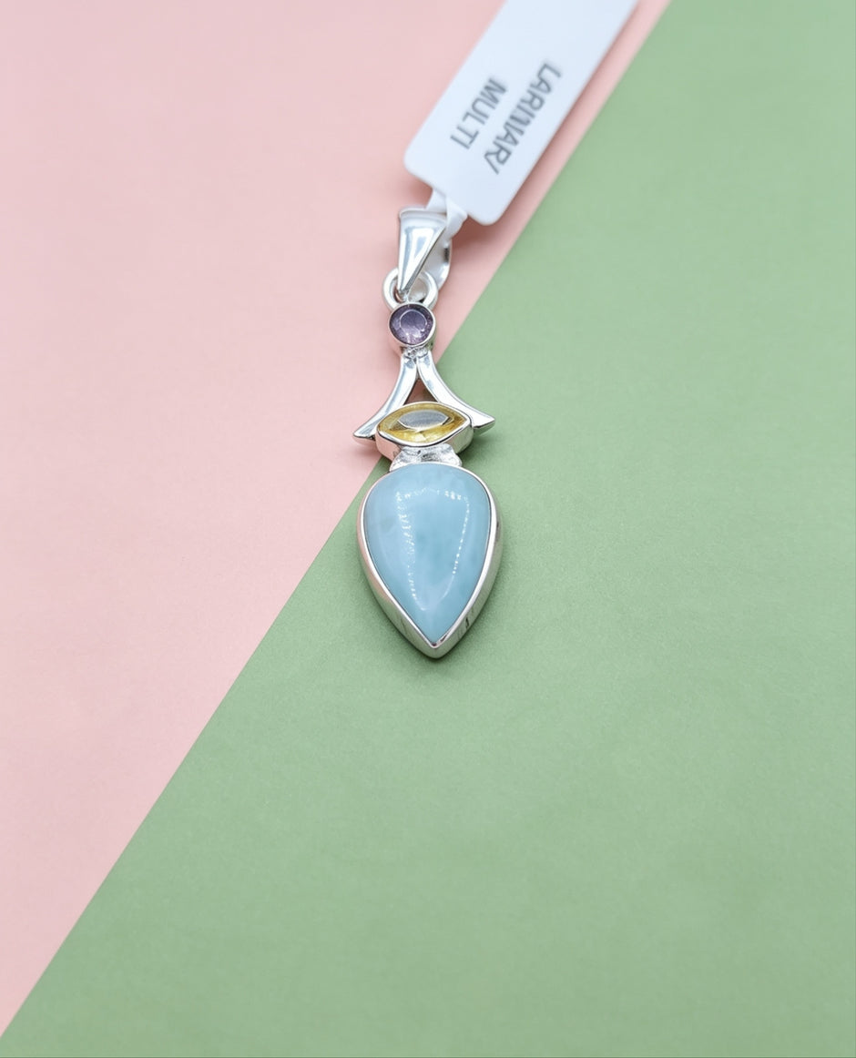 Ciondolo Combo Ametista + Citrino + Larimar