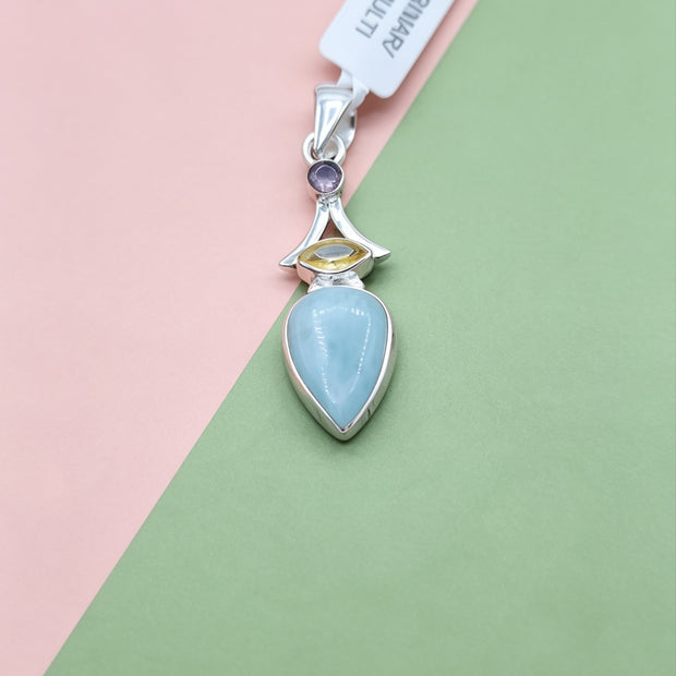 Ciondolo Combo Ametista + Citrino + Larimar