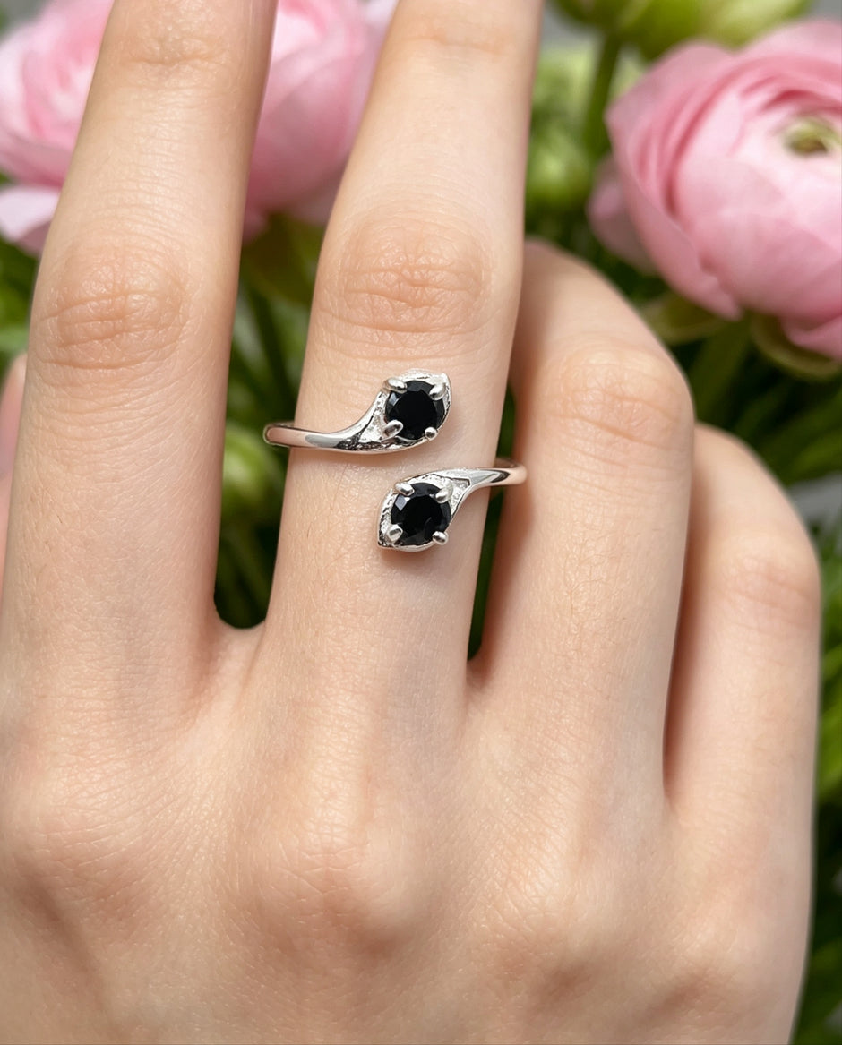 Anello Snake Ossidiana nera